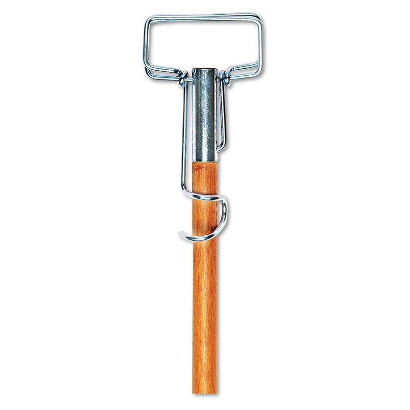 Boardwalk Spring Grip Metal Head Mop Handle For Most Mop Heads, 60" Wood Handle - BWK609