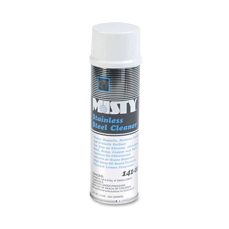 Misty Stainless Steel Cleaner & Polish, Lemon Scent, 15Oz Aerosol, 12/Carton - AMR1001541