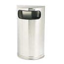Rubbermaid European And Metallic Series Receptacle, Half-Round, 9 Gal, Satin Stainless - RCPSO8SSSPL