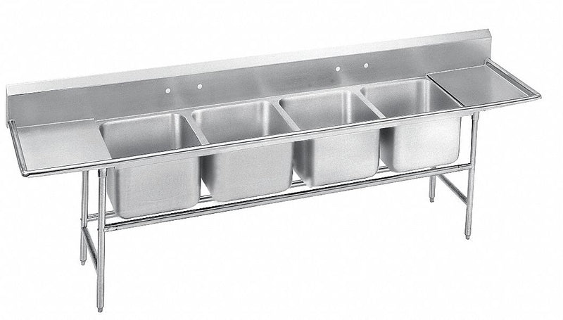 Advance Tabco Stainless Steel Scullery Sink with Drainboards, Without Faucet, 18 Gauge, Floor Mounting Type - 9-44-96-24RL