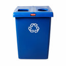 Rubbermaid (2) 23 gal Rectangular Recycling Station, Plastic, Blue - 1792339