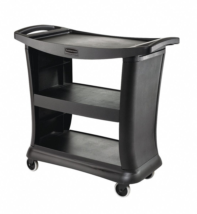 Rubbermaid Enclosed Service Cart, 300 lb. Load Capacity, Polypropylene, Black - FG9T6800BLA