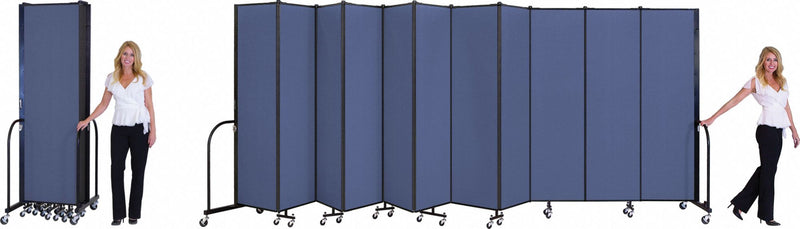 Screenflex Portable Room Divider, Number of Panels 11, 5 ft. Overall Height, 20 ft. 5" Overall Width - CFSL5011 BLUE