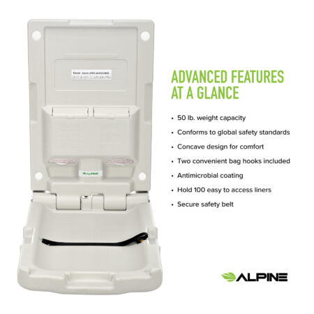 Alpine Industries ALP411-V Vertical Baby Changing Station-White