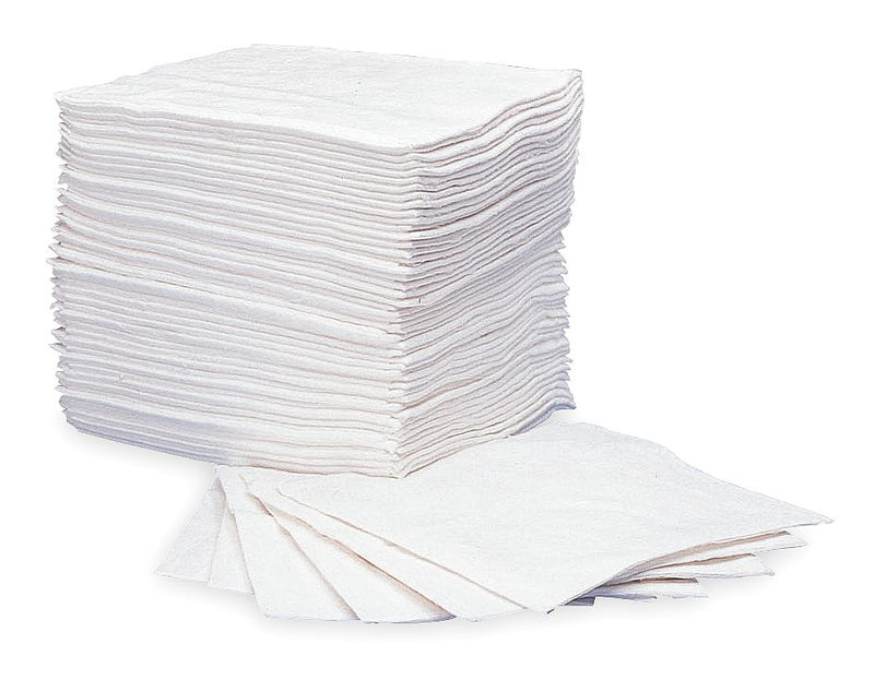 Oil-Dri 19" x 15" Heavy Absorbent Pad for Oil Only / Petroleum, White; PK100 - L90850