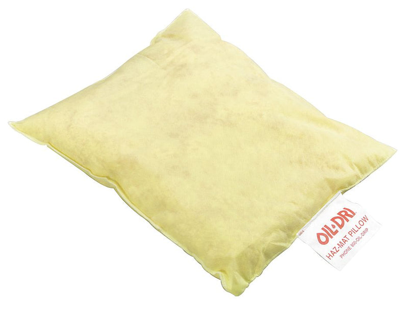 Oil-Dri Spunbond/Polypropylene Absorbent Pillow, Fluids Absorbed: Chemical / Hazmat, 14" Length, 16" Width - L90895