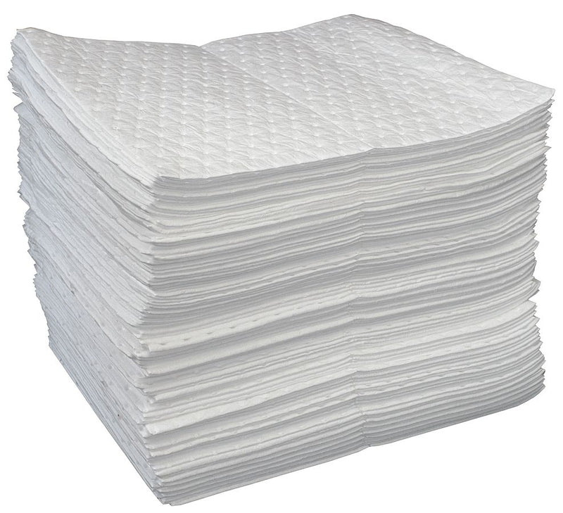 Oil-Dri 19" x 15" Heavy Absorbent Pad for Oil Only / Petroleum, White; PK100 - L90812