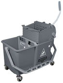 Unger Gray Polypropylene Mop Dual Bucket with Side Press Wringer, 4 gal. - COMSG