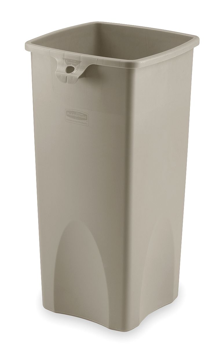 23 gal. Square Beige Trash Can - 7YA64