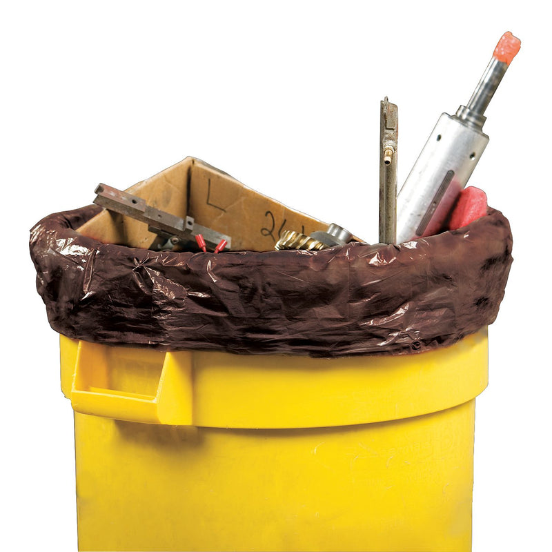 Envision 57 gal. LLDPE Super Heavy Trash Bags, Flat Pack, Brown, 100PK - GPBF-3658