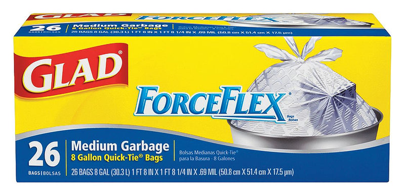 Glad 8 gal. LLDPE Heavy Trash Bags, Coreless Roll, White, 130PK - 21GP23