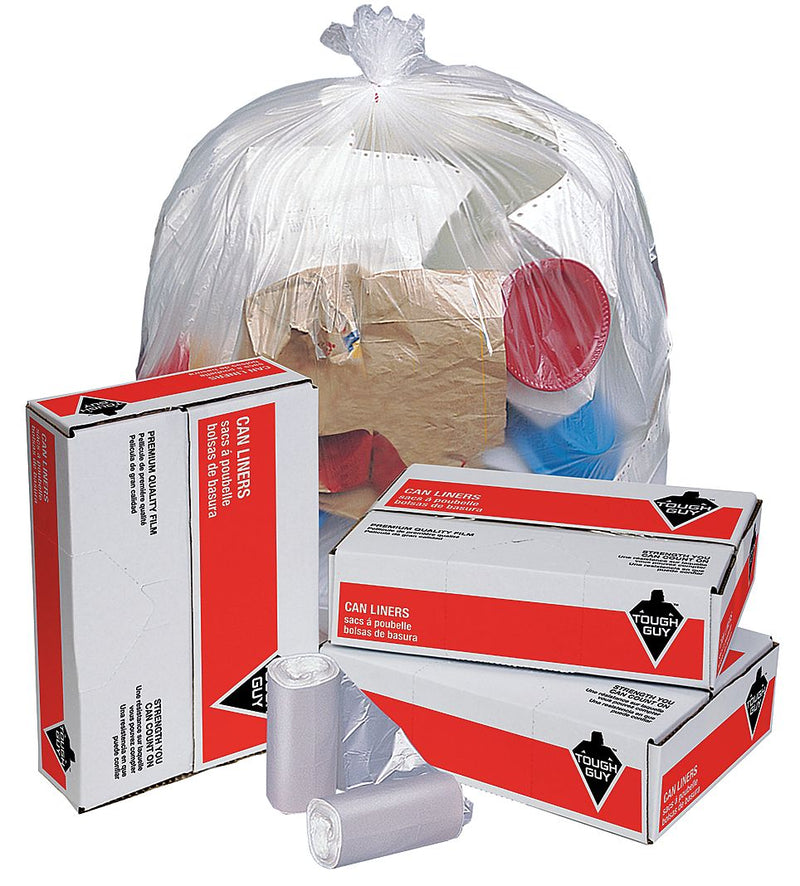 Tough Guy 16 gal. HDPE Light Trash Bags, Coreless Roll, Clear, 1000PK - 49P430