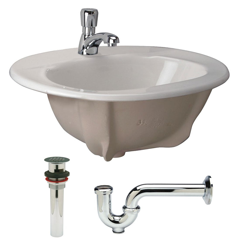Zurn Vitreous China Counter Top Bathroom Sink Kit With Faucet, 12-1/2