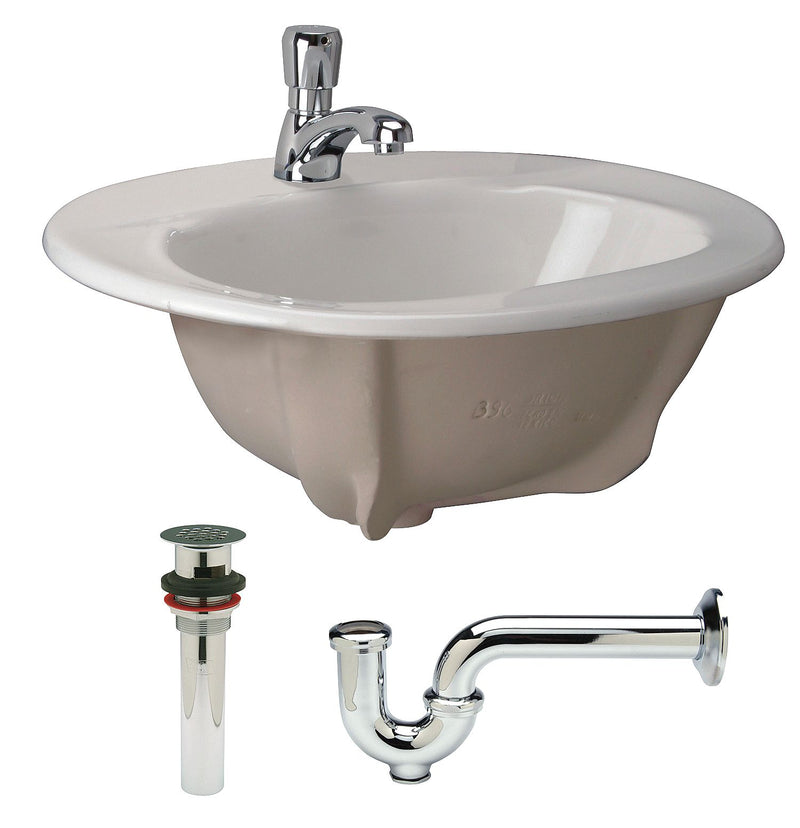 Zurn Vitreous China Deck Lavatory Sink With Faucet, 14-3/4