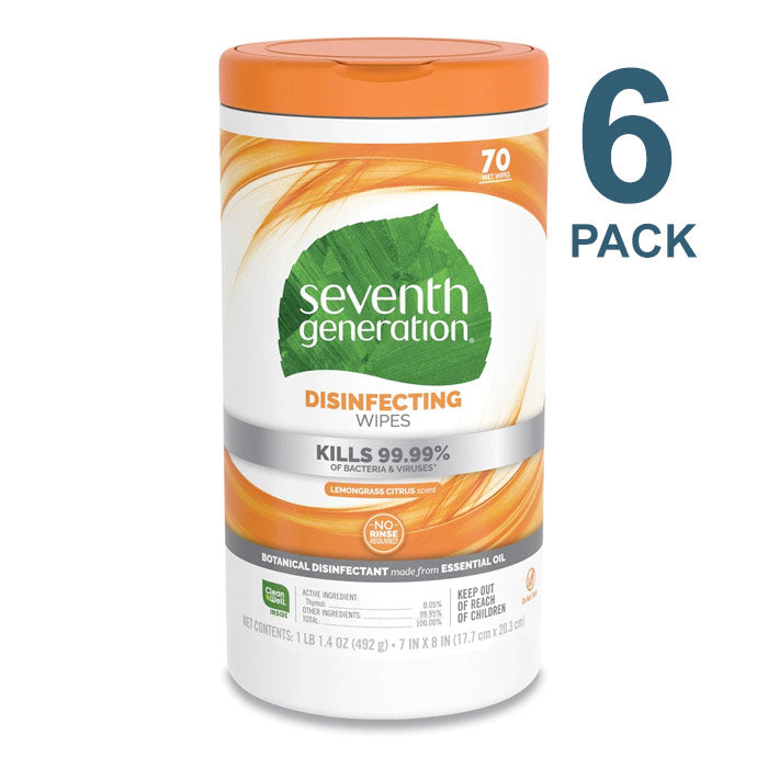 Seventh Generation Botanical Disinfecting Wipes, 7 X 8, 70 Count, 6/Carton - SEV22813CT