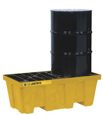 Justrite Spill Pallet, 2 Drum Drain, Yellow - 28624