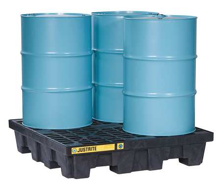 Justrite Spill Pallet, 4 Drum Square, Black - 28635