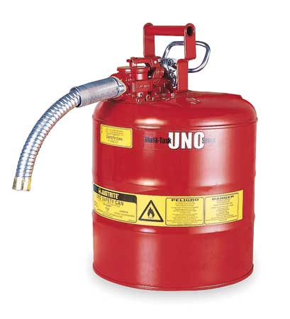 Justrite Safety Can, Type II, 5 Gallon, Red - 7250130