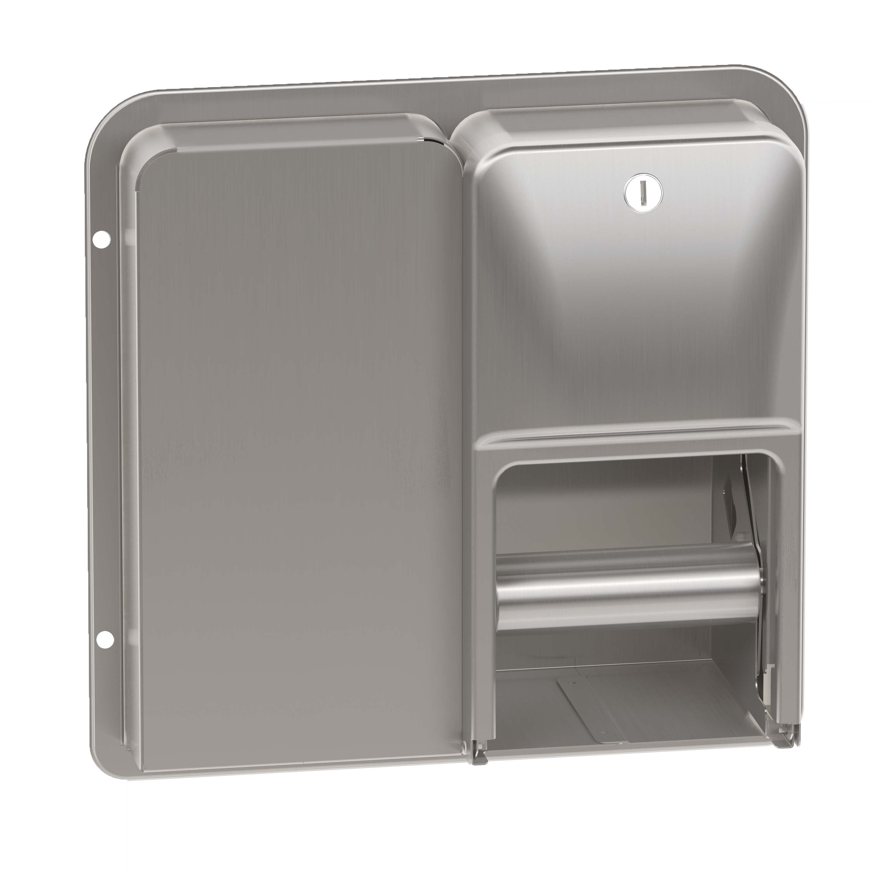 Bradley 5A20 Toilet Tissue Dispenser, Partition Mounted, Dual Roll