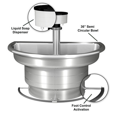 Bradley WF2703F-A-MMV-LSD Washfountain, 36" Semi-Circular
