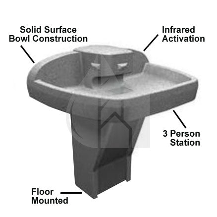 Bradley MF2933-IR-STD-NSD-TMA Multi Fount Washfountain, 3 Person, Charcoal Gray