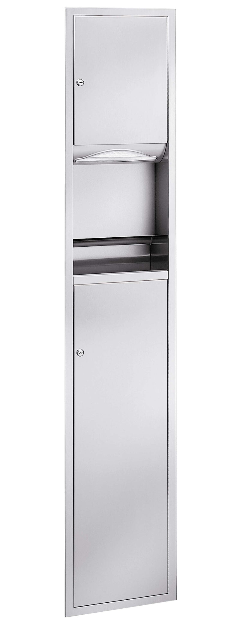 Bradley 225-10 Paper Towel Dispenser Waste Receptacle, 9.2 Gal, Sem-Recessed