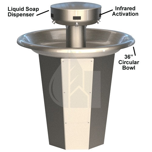 Bradley SN2005 Sentry Washfountain, 36", Circular, IR Activated, A Drain