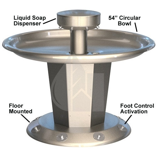 Bradley SN2008 Sentry Washfountain, 54", Circular, Foot Control, A Drain