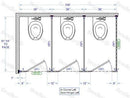 Bradley Toilet Partition, 3 In Corner Compartments, Phenolic, 108"W x 61 1/4"D, Quick Ship - IC33660-PBC