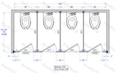Bradley Toilet Partition, 4 Between Wall Compartments, Phenolic, 144"Wx61 1/4"D, Quick Ship - BW43660-PBC