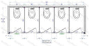 Bradley Toilet Partition, 5 Between Wall Compartments, Phenolic, 180"Wx61 1/4"D, Quick Ship - BW53660-PBC