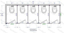 Bradley Toilet Partition, 5 In Corner Compartments, Plastic, 180"W x 61-1/4"D, Quick Ship - IC53660-PL