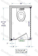 Bradley Toilet Partition, 1 In Corner Compartment, Plastic, 36"W x 61-1/4"D, Quick Ship - IC13660-PL