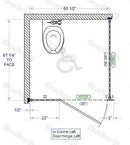 Bradley Toilet Partition, 1 ADA In Corner Compartment, Plastic, 60"W x 61-1/4"D, Quick Ship - ICADA-PL