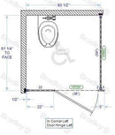 Bradley Toilet Partition, 1 ADA In Corner Compartment, Phenolic, 60"W x 61 1/4"D, Quick Ship - ICADA-PBC