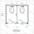 Bradley Toilet Partition, 2 Between Wall Compartments, Stainless Steel, 72"W x 61 1/4"D - BW23660