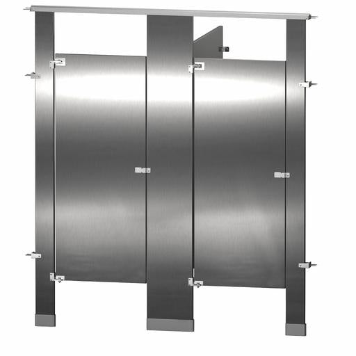 Bradley Toilet Partition, 2 Between Wall Compartments, Stainless Steel, 72"W x 61 1/4"D - BW23660