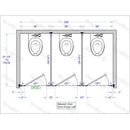 Bradley Toilet Partition, 3 Between Wall Compartments, Stainless Steel, 108"Wx61 1/4"D - BW33660