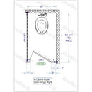 Bradley Toilet Partition, 1 In Corner Compartment, Stainless Steel, 36"W x 61 1/4"D - IC13660