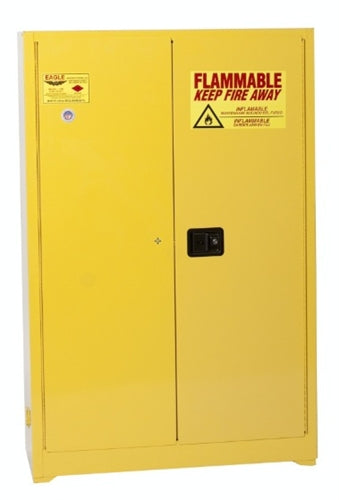 Eagle 45 Gal. Flammable Liquid Tower Safety Storage Cabinet w/ Two Door Manual Close w/4" Legs Two Shelves, Model: 1947LEGS