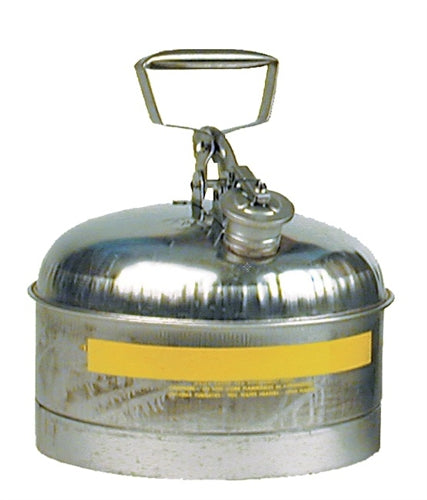 Eagle Type I Safety Cans, 2 1/2 Gal. Stainless Steel w/ Cap Gasket, Model 1313