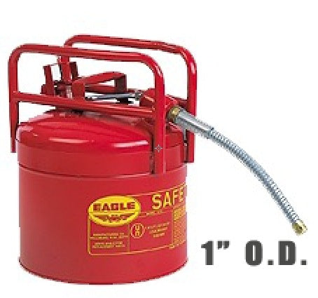 Eagle Type II Dot Cans, 5 Gal. Red Galvanized Steel Type II Style Safety Can  w/7/8" Flexible Hose, Model 1215
