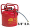 Eagle Type II Dot Cans, 5 Gal. Red Galvanized Steel Type II Style Safety Can   w/5/8" Flexible Hose, Model 1215SX5