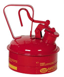 Eagle Type I Safety Cans, 2 Qt. Metal - Red, Model UI-4-S