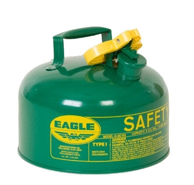 Eagle Type I Safety Cans, 1 Gal. Metal - Green (Oils or Combustibles), Model UI-10-SG