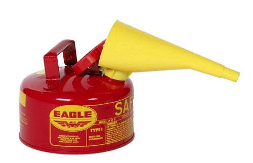 Eagle Type I Safety Cans, 1 Gal. Metal - Red w/F-15 Funnel, Model UI-10-FS