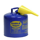 Eagle Type I Safety Cans, 5 Gal. Metal - Blue w/F-15 Funnel, Model UI-50-FSB