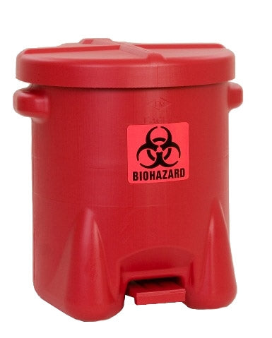 Eagle Biohazardous Waste Cans, 14 Gal. Polyethylene - Red w/Foot Lever, Model 947BIO
