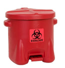 Eagle Biohazardous Waste Cans, 10 Gal. Polyethylene - Red w/Foot Lever, Model 945BIO