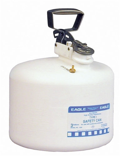 Eagle Type I Safety Cans, 3 Gal. Polyethylene - White, Model 1535